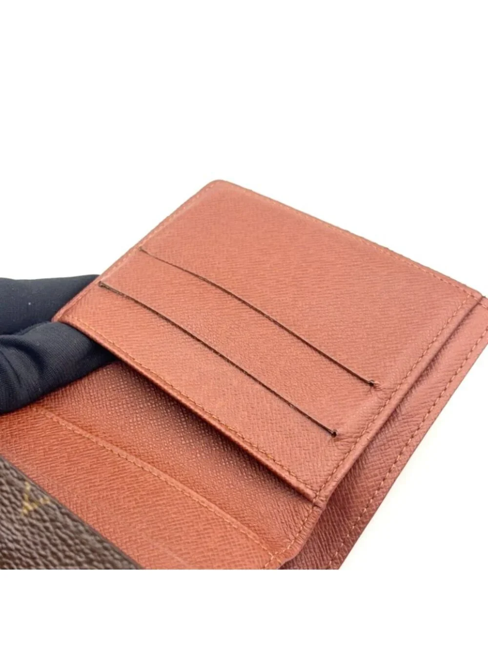 Louis Vuitton Portefeuille Elise Monogram Hook Leather Brown Trifold Wallet Gold